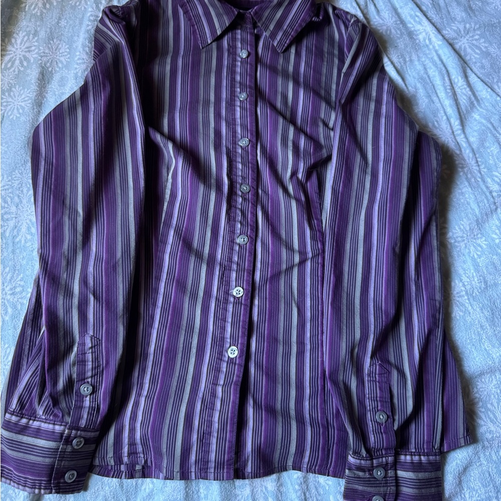 Attention Purple and White Striped Shirt